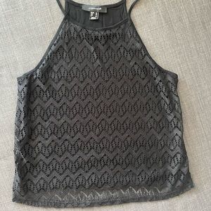 Black Lace Cropped Tank